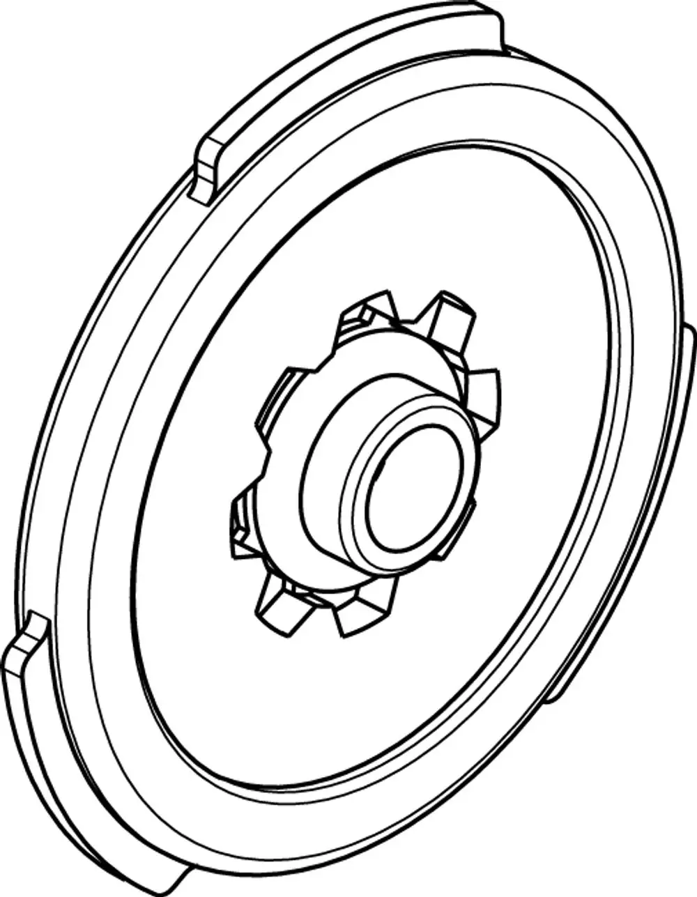 Durchflussbegrenzer von Ideal Standard, zeigt eine runde Bauform mit zentralem Element und verzahnten Rändern, geeignet zur Regulierung des Wasserflusses.